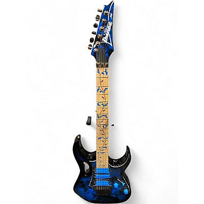 Used 2024 Ibanez JEM77FP Steve Vai Signature Blue Floral Print Solid Body Electric Guitar