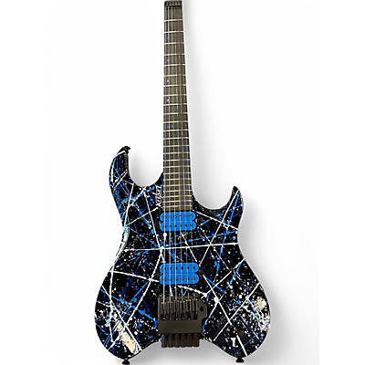 Used 2024 Kiesel Vader White & Blue Splatter on Black Solid Body Electric Guitar