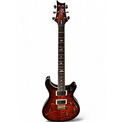 Used 2024 PRS SE Custom 24 Semi-Hollow Piezo Orange Tiger Smokeburst Hollow Body Electric Guitar