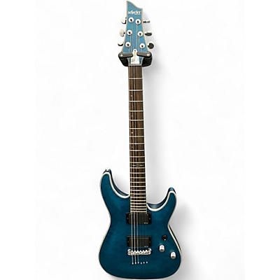 Used 2024 Schecter Guitar Research C1 Platinum Transparent Midnight Blue Solid Body Electric Guitar
