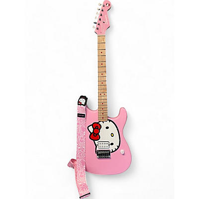 Used 2024 Squier Hello Kitty Stratocaster Single Hum Pink With Kitty Pickguard Atomic Pink Solid Body Electric Guitar