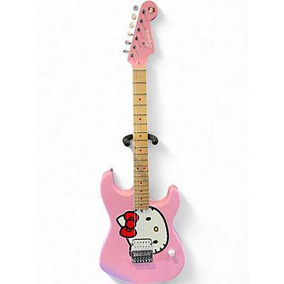Used 2024 Squier Hello Kitty Stratocaster Single Hum Pink With Kitty Pickguard Pink Solid Body Electric Guitar