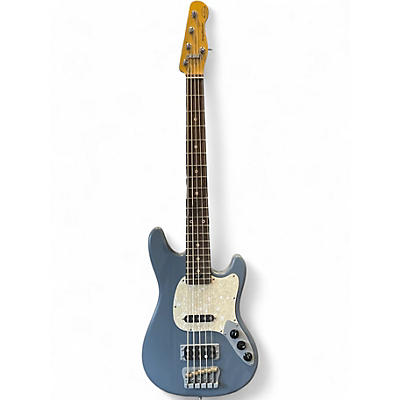 Used 2025 Woodcraft AmpMaster 5 Short Scale Grey Blue Electric Bass Guitar