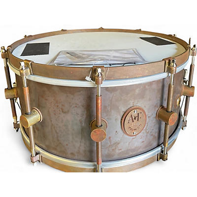 Used A&F Drum  Co 14X6.5 RAW BRASS SNARE Brown Drum