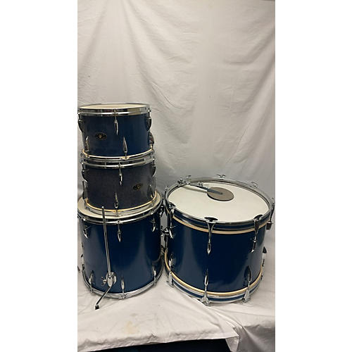 Used APOLLO 4 piece REMO SOUND MASTER BLUE SPARKLE Drum Kit BLUE SPARKLE