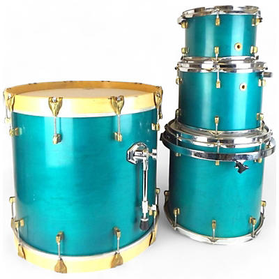 Used African American Drum Company 4 piece 4 Piece Turquoise Drum Kit