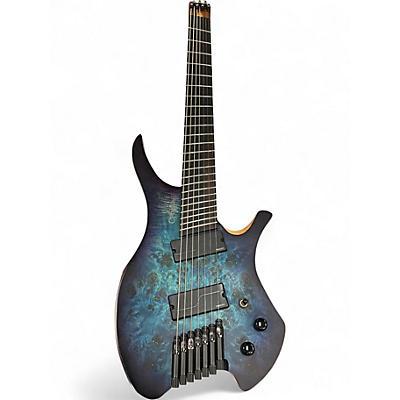 Used Agile 7 String Multiscale Chiral Nirvana Blue Burst Solid Body Electric Guitar
