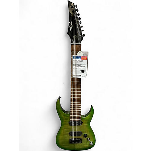 Used Agile Septor 827 8 String Green Solid Body Electric Guitar Green
