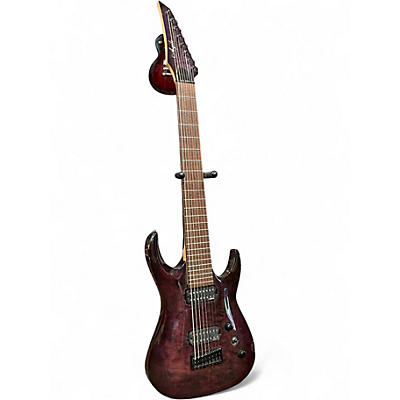 Used Agile Septor 827 8 String Trans Purple Solid Body Electric Guitar