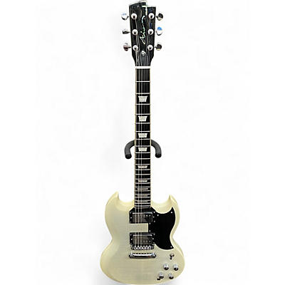 Used Aio Double Cut Trans White Solid Body Electric Guitar