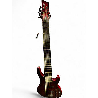 Used Aio Wolf Custom S7 7-String Bass Red Electric Bass Guitar