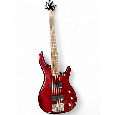 Used Alvarez AEB5 Trans Red Electric Bass Guitar