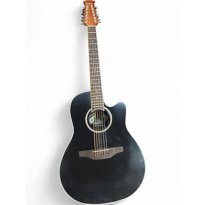 Used Applause ab2412-5s Black 12 String Acoustic Electric Guitar