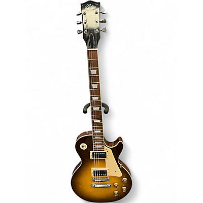 Used Aria Pro II Leopard Sunburst Solid Body Electric Guitar