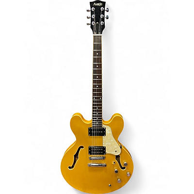 Used Austin AU796 Yellow Hollow Body Electric Guitar