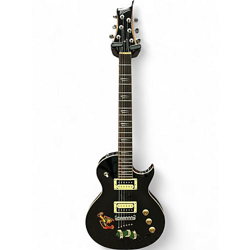 Used B.C. Rich Bronze Series Warlock Black/Flames Solid Body Electric Guitar Black/Flames