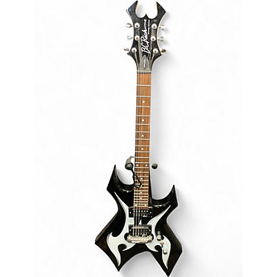 Used B.C. Rich Bronze Series Warlock Black and White Solid Body Electric Guitar