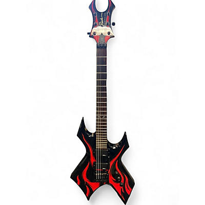 Used B.C. Rich KKW KERRY KING WARLOCK TRIBAL RED/BLACK Solid Body Electric Guitar
