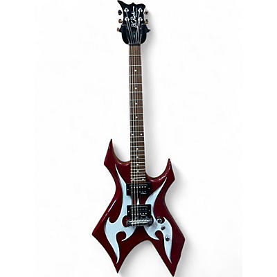 Used B.C. Rich WARLOCK RED WITH WHITE FLAMES Solid Body Electric Guitar