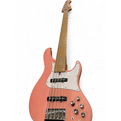 Used Bacchus H.J. Freaks Signature Model 5 String Bass Pink Electric Bass Guitar Pink