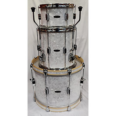 Used Barton Drums 3 piece Studio Custom Pearl White Drum Kit