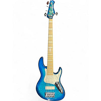 Bass Mods Used Bass Mods K524 Ocean Blue Maple Flame Electric Bass Guitar