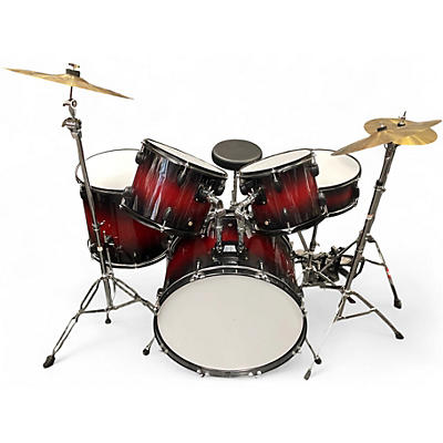 Used Bcp 5 Piece Drum Set Red to Black Fade Drum Kit