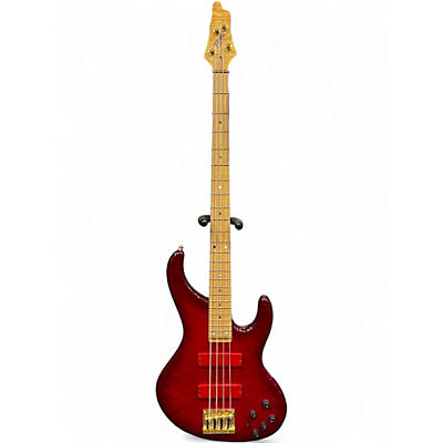 Used Bossa OB4 Trans Red Electric Bass Guitar