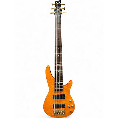 Used Brice 6 string Orange Electric Bass Guitar
