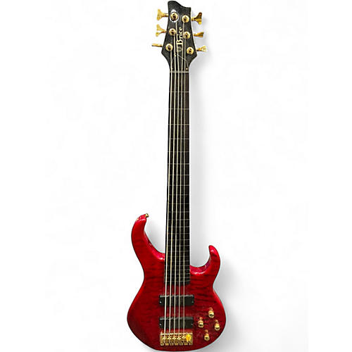 Used Brice 6 string fretless bass satin burgundy Electric Bass Guitar satin burgundy