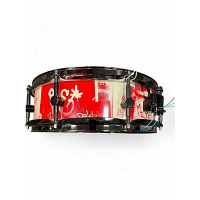 Used Brooklyn Tagz 4X14 SNARE DRUM RED & WHITE Drum