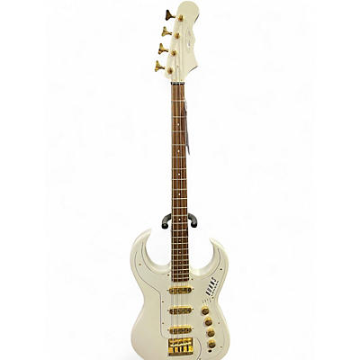 Used Burns Bison Model Bass White Electric Bass Guitar