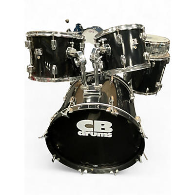 Used CB 5 Piece ACOUSTIC DRUM SET Black Drum Kit