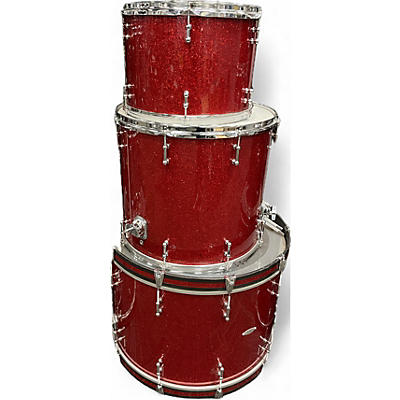 C&C Drum Company Used C&C Drum Company 3 Piece Gladstone Series Red Glass Glitter Drum Kit