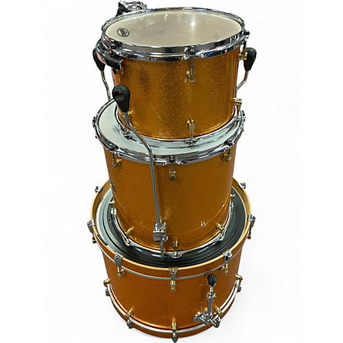 Used Canopus 3 Piece RFM Gold Sparkle Drum Kit Gold Sparkle
