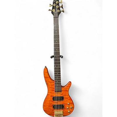 Used Carlo Robelli Dual Humbucker Orange Electric Bass Guitar