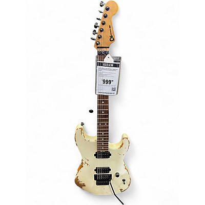 Used Charvel Pro-Mod Relic Series SD1 HH FFR PF White Solid Body Electric Guitar