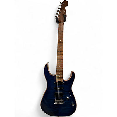 Used Charvel USA Select DK24 HSS 2PT CM QM Blue Burst Solid Body Electric Guitar