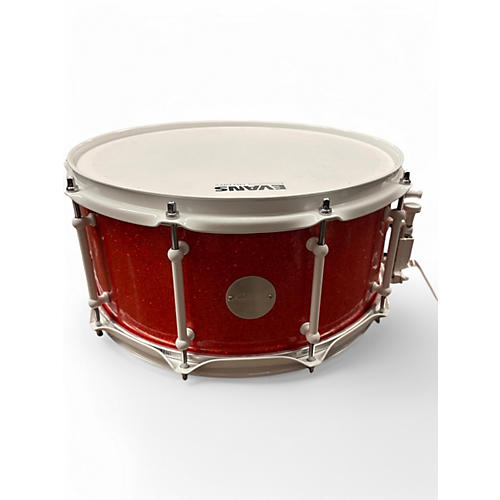 Used Click 6.5X14 Maple Snare Red Sparkle Drum Red Sparkle 15