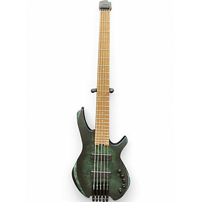 Used Cort SPACE 5 HEADLESS STAR DUST GREEN Electric Bass Guitar