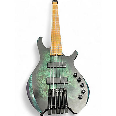 Used Cort Space 5 Headless Star Dust Green Electric Bass Guitar