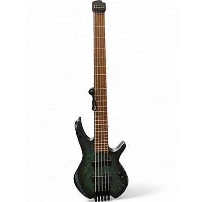 Used Cort Space 5 Headless Star Dust Green Electric Bass Guitar