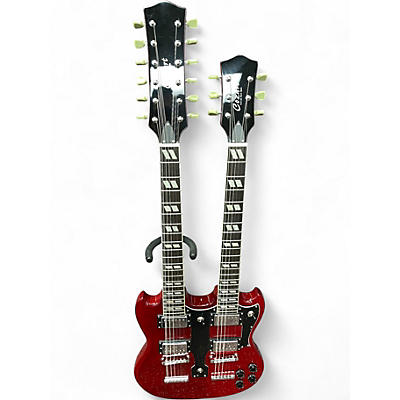 Used Cozart 6/12 DOUBLE NECK Wine Red Solid Body Electric Guitar