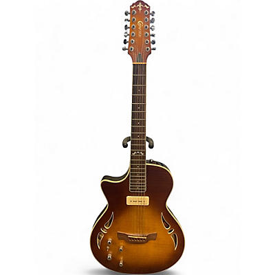 Used Crafter Guitars SAT-12L Sunburst Hollow Body Electric Guitar