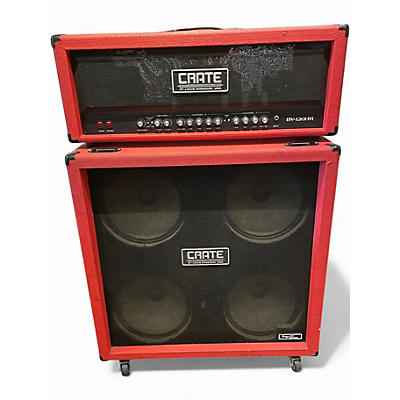 Used Crate BV120H Red Voodoo 120W Head w/ Red Voodoo 4x12 Cab Guitar Stack