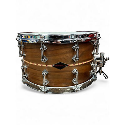 Used Craviotto 14X8 Custom Shop Walnut Snare Drum with Red Inlay Walnut Drum