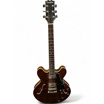 Used Crestline 335 Copy Walnut Hollow Body Electric Guitar