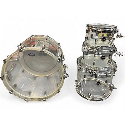 Used Crush Drums & Percussion 4 Piece Acrylic Series Clear Drum Kit