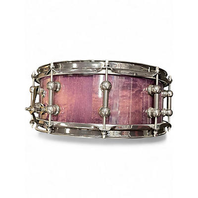 Used Custom Built 5.5X14 CCW Solid Stave Maple Shell Trans Purple Drum