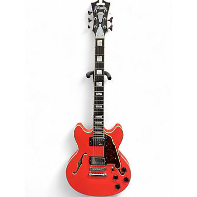 Used D Angelico premier mini dc Fiesta Red Hollow Body Electric Guitar